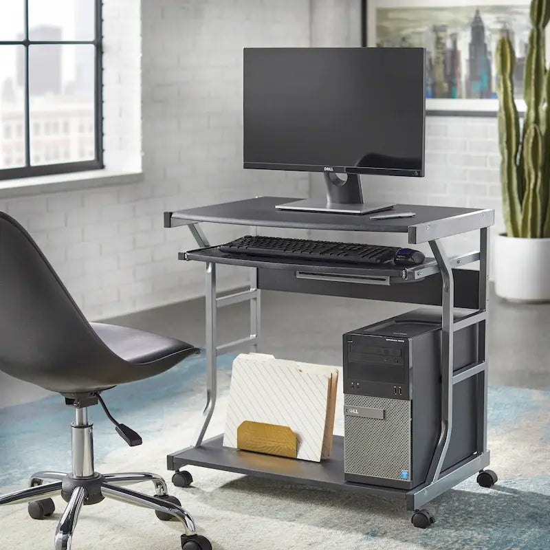 Porch & Den Florica Rolling Computer Desk Cart