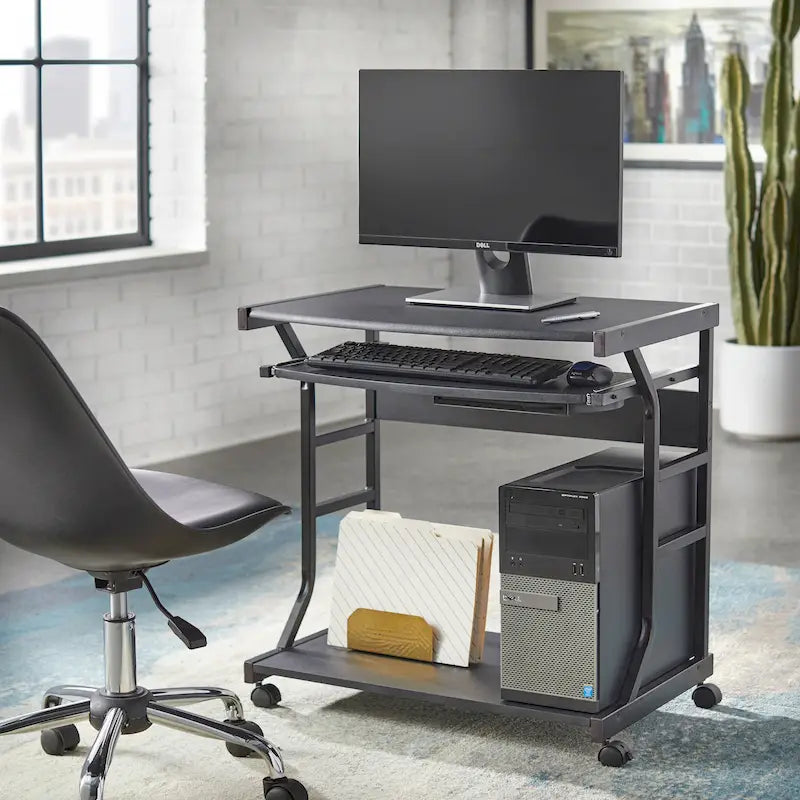 Porch & Den Florica Rolling Computer Desk Cart