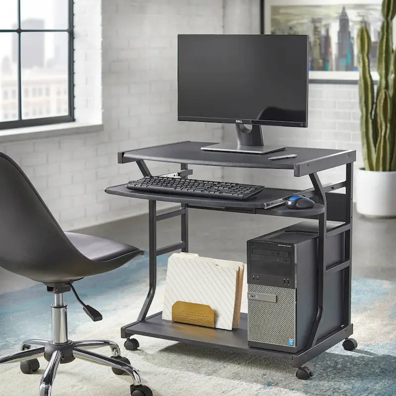Porch & Den Florica Rolling Computer Desk Cart
