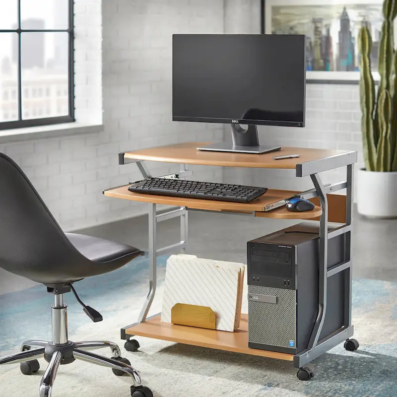 Porch & Den Florica Rolling Computer Desk Cart