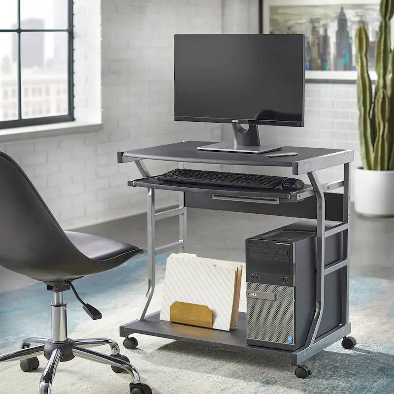Porch & Den Florica Rolling Computer Desk Cart
