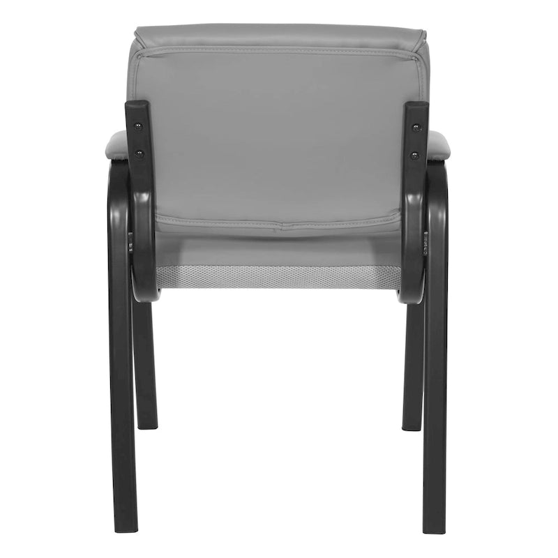 Guest Chair in Faux Leather and Black Finish Frame