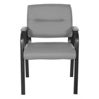 Guest Chair in Faux Leather and Black Finish Frame