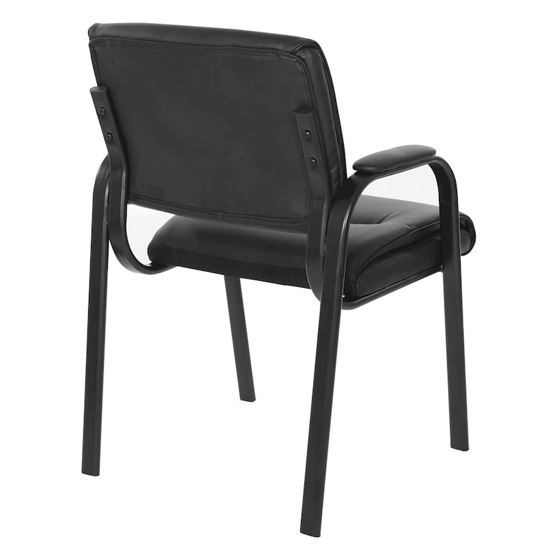 Guest Chair in Faux Leather and Black Finish Frame