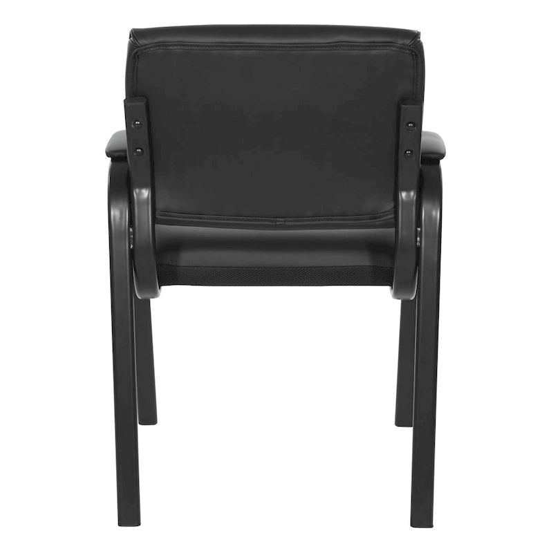 Guest Chair in Faux Leather and Black Finish Frame