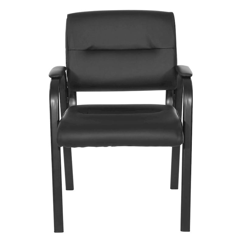 Guest Chair in Faux Leather and Black Finish Frame