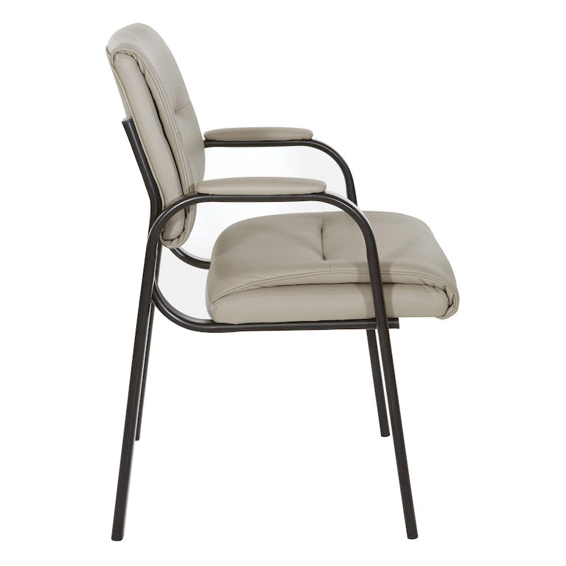 Guest Chair in Faux Leather and Black Finish Frame