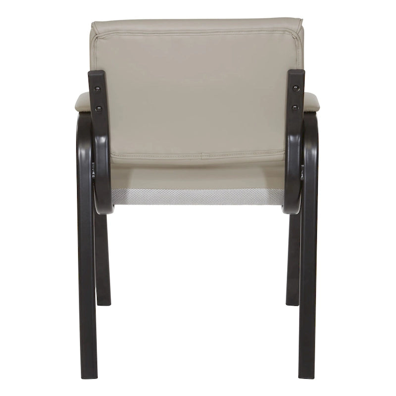 Guest Chair in Faux Leather and Black Finish Frame