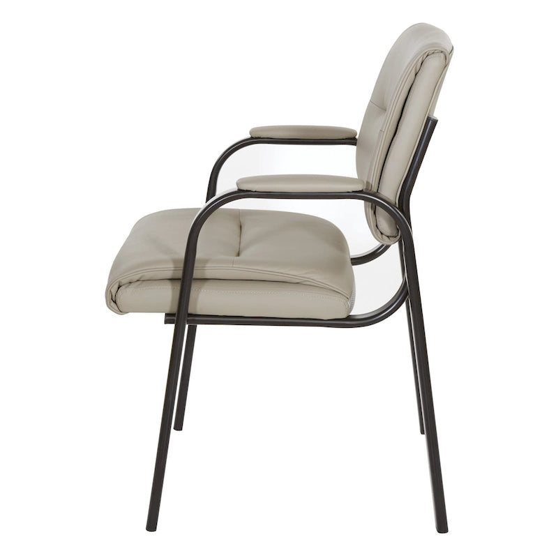 Guest Chair in Faux Leather and Black Finish Frame