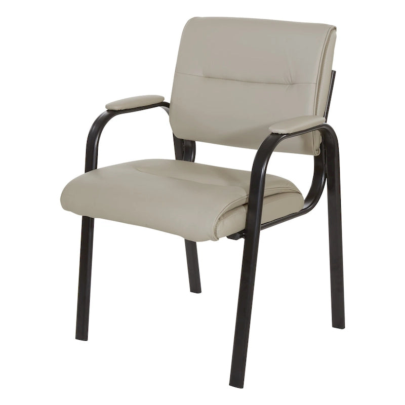Guest Chair in Faux Leather and Black Finish Frame