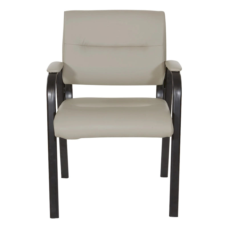 Guest Chair in Faux Leather and Black Finish Frame