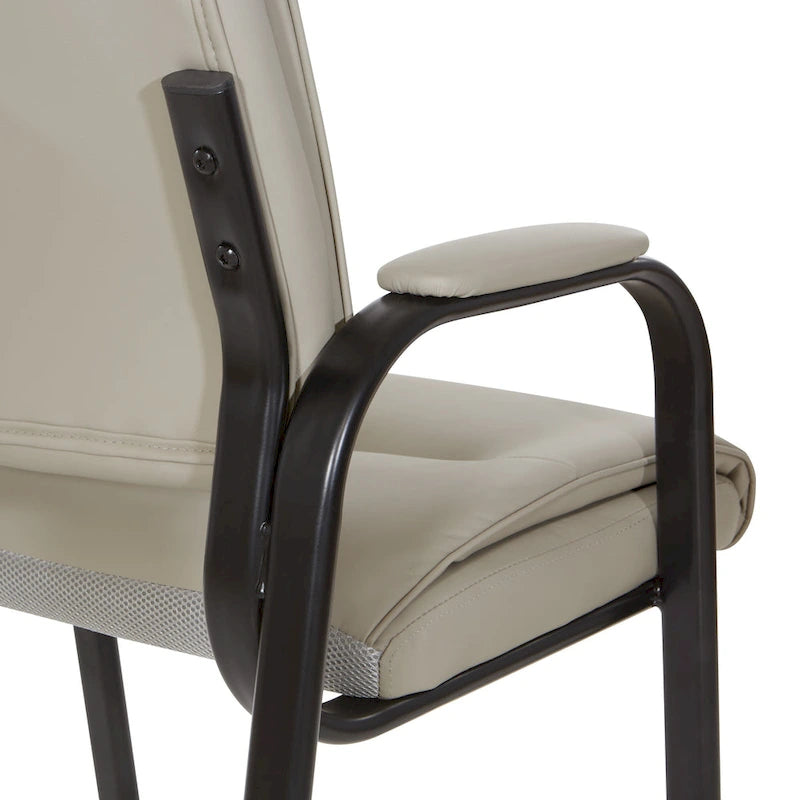 Guest Chair in Faux Leather and Black Finish Frame