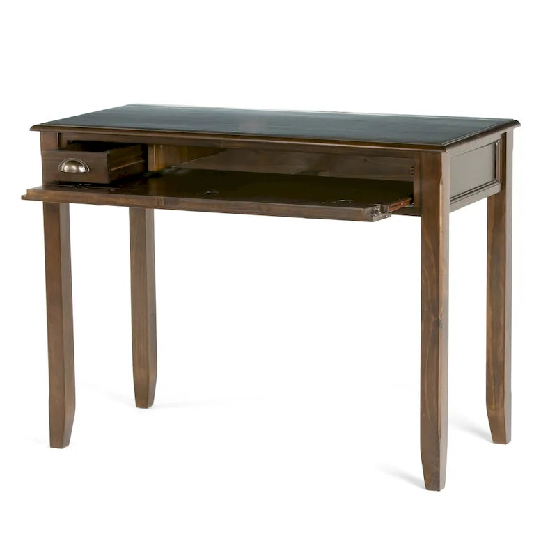 WYNDENHALL Portland SOLID WOOD Transitional 42 inch Wide Writing Office Desk in Mahogany Brown