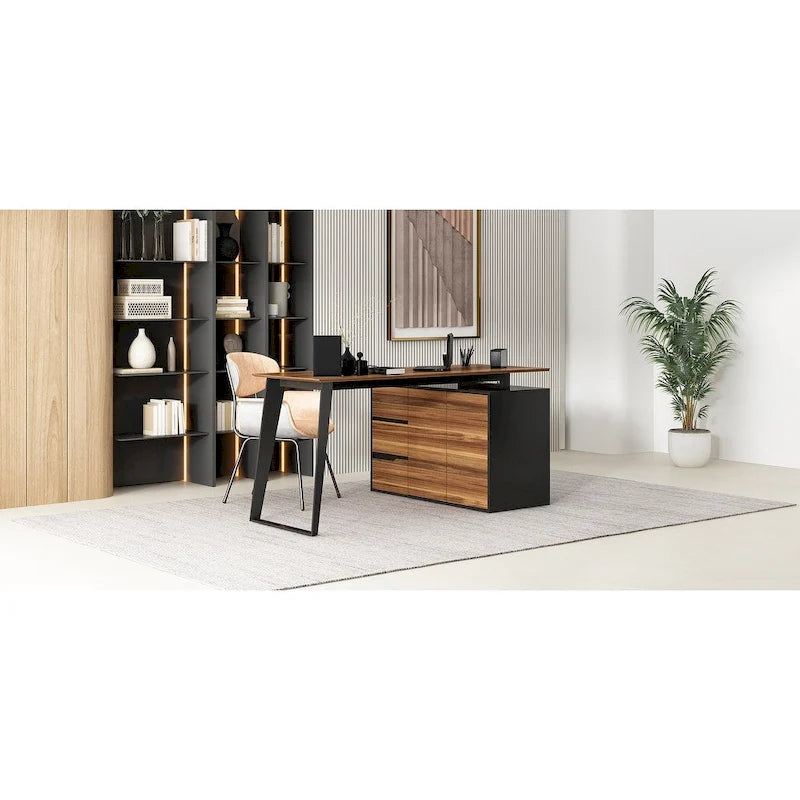 54.3 Kerrogee Office Computer Desk Corner Desk Reversible Cabinet