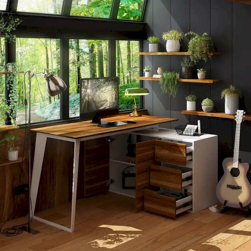 54.3 Kerrogee Office Computer Desk Corner Desk Reversible Cabinet