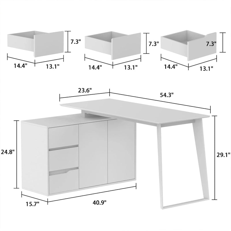 54.3 Kerrogee Office Computer Desk Corner Desk Reversible Cabinet