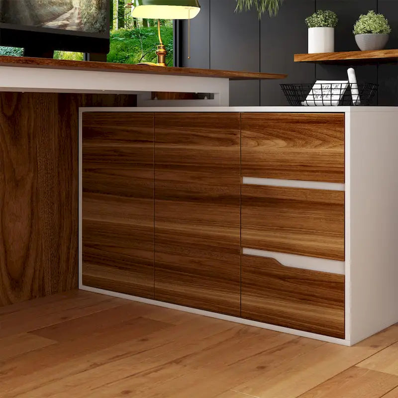 54.3 Kerrogee Office Computer Desk Corner Desk Reversible Cabinet