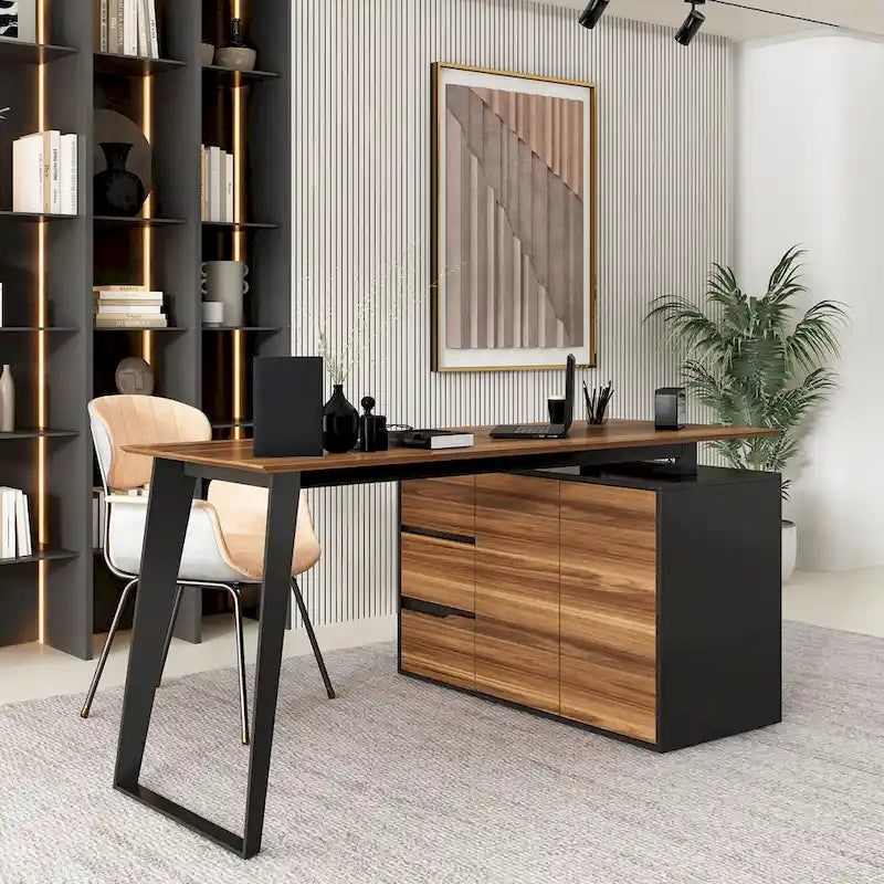 54.3 Kerrogee Office Computer Desk Corner Desk Reversible Cabinet