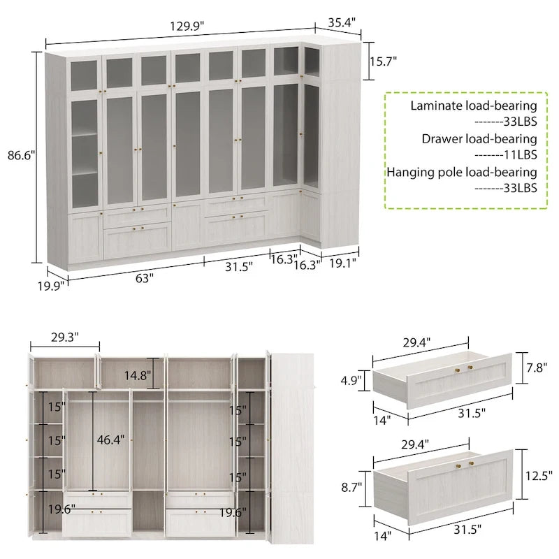 Armoire modulaire élégante gris clair