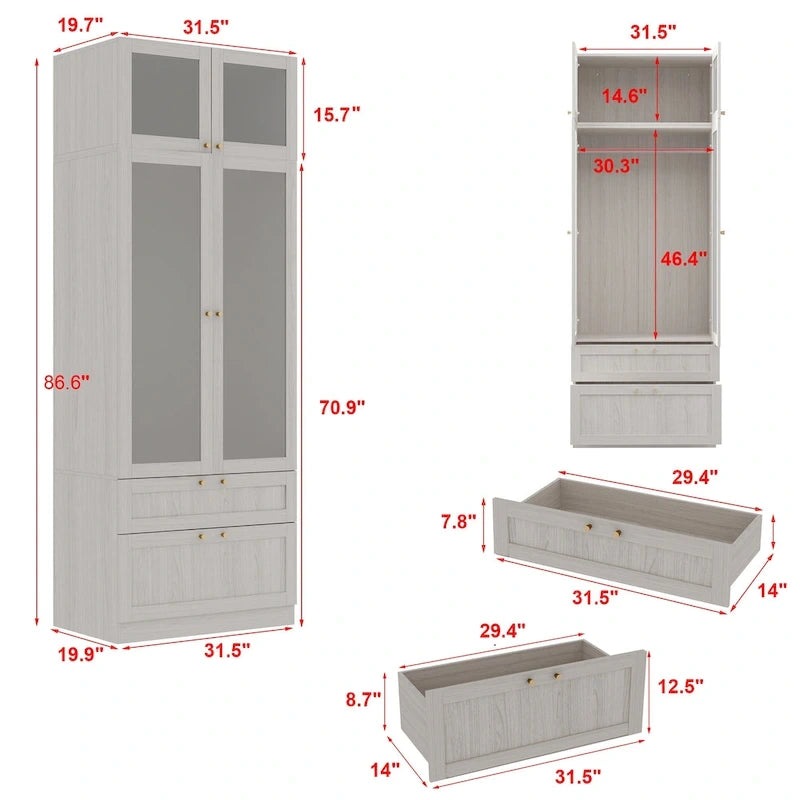 Armoire modulaire élégante gris clair