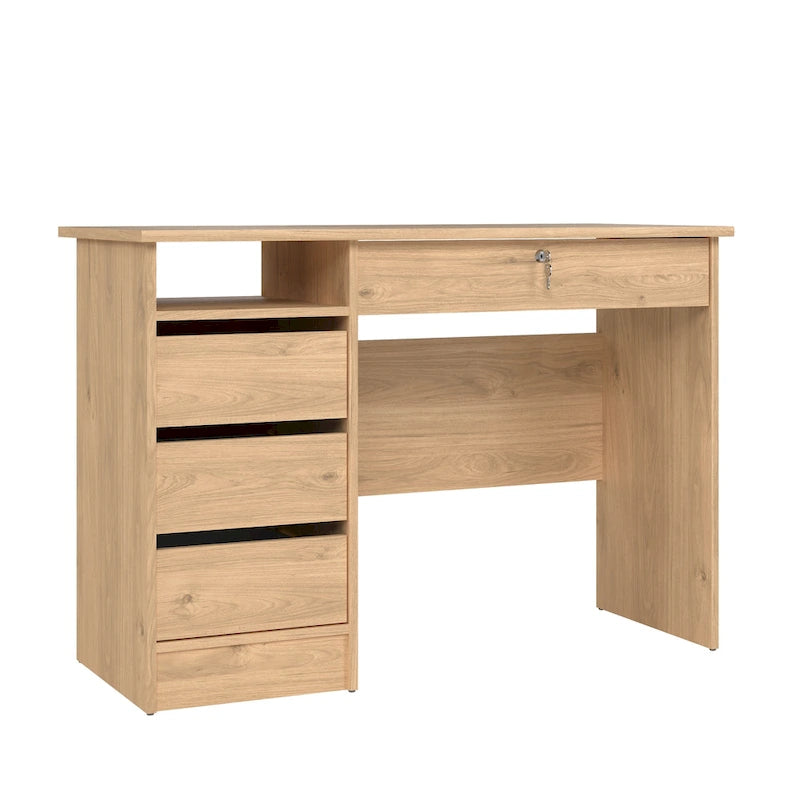 Bureau d'écriture Porch & Den Wescot pour bureau à domicile avec 4 tiroirs et une étagère ouverte
