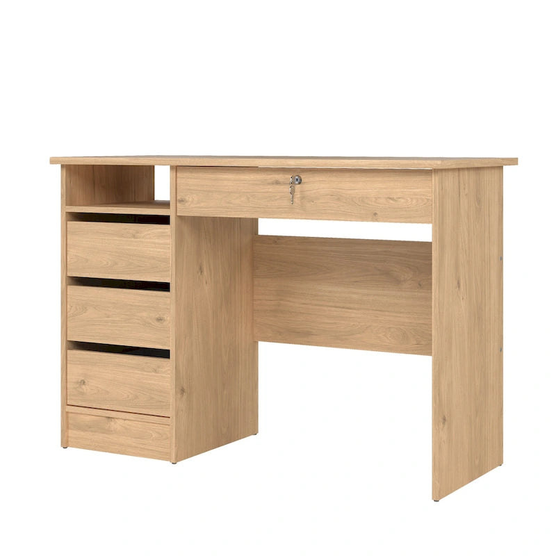 Bureau d'écriture Porch & Den Wescot pour bureau à domicile avec 4 tiroirs et une étagère ouverte