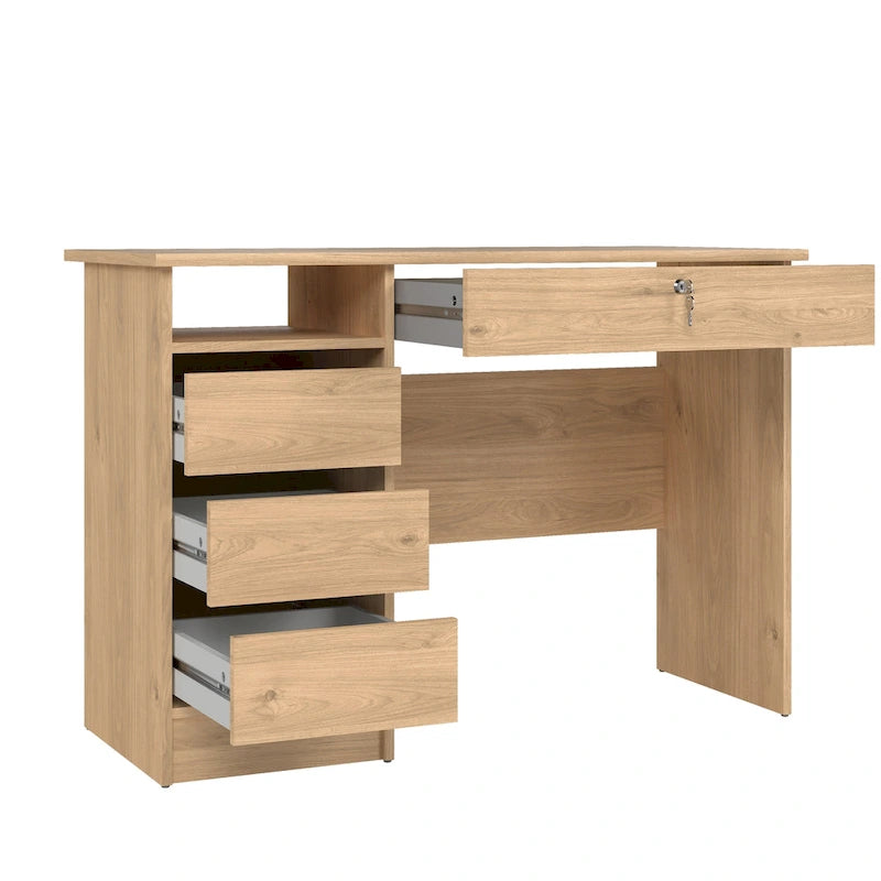 Bureau d'écriture Porch & Den Wescot pour bureau à domicile avec 4 tiroirs et une étagère ouverte