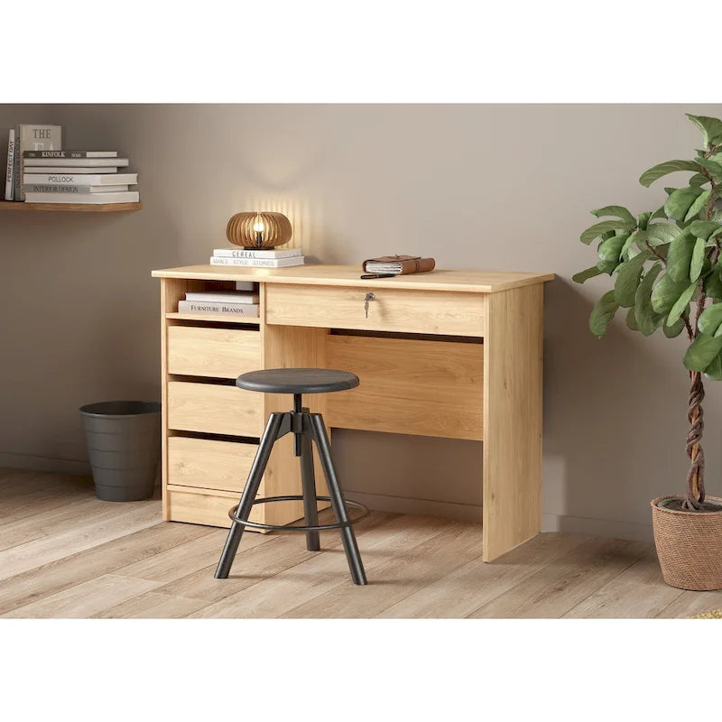 Bureau d'écriture Porch & Den Wescot pour bureau à domicile avec 4 tiroirs et une étagère ouverte