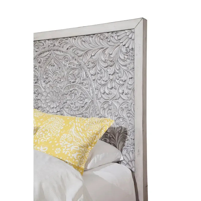 Origins by Alpine Aria Panel Headboard in Weathered Light Gray