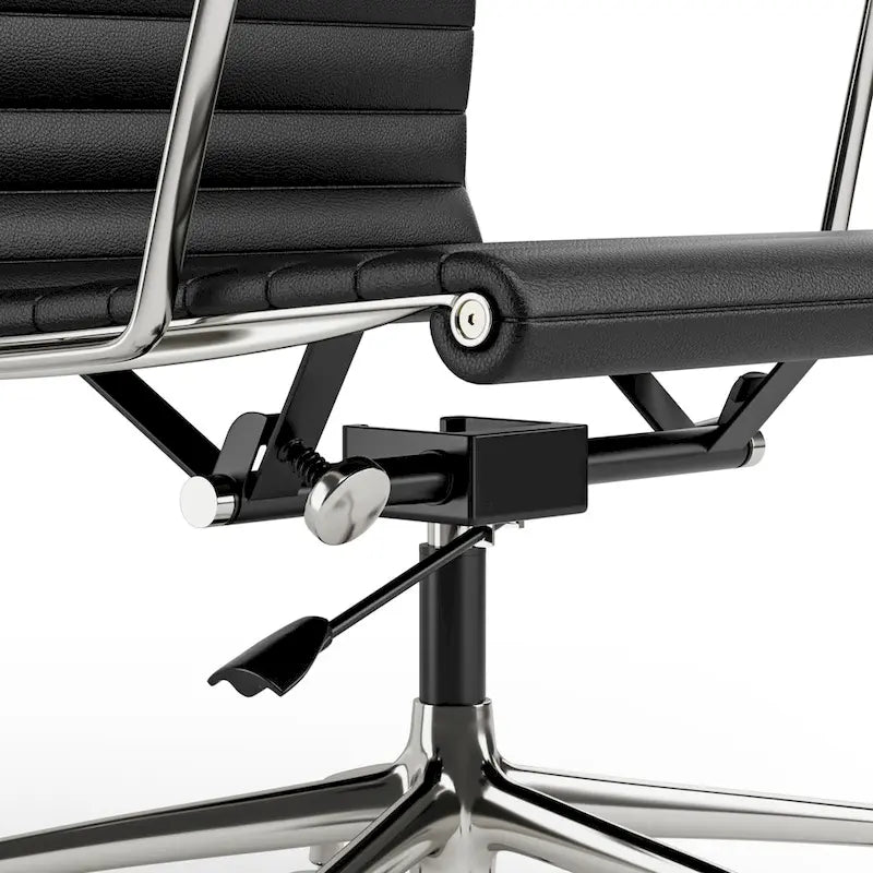 High Back Ergonomic Genuine Leather Ribbed Office Computer Chair - N/A