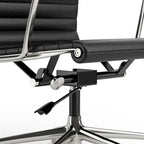 High Back Ergonomic Genuine Leather Ribbed Office Computer Chair - N/A