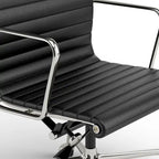 High Back Ergonomic Genuine Leather Ribbed Office Computer Chair - N/A