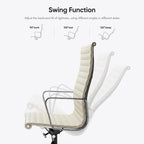 High Back Ergonomic Genuine Leather Ribbed Office Computer Chair - N/A