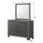 Hoyt 5 Piece Dark Gray Faux Leather Upholstered Tufted Panel Bedroom Set