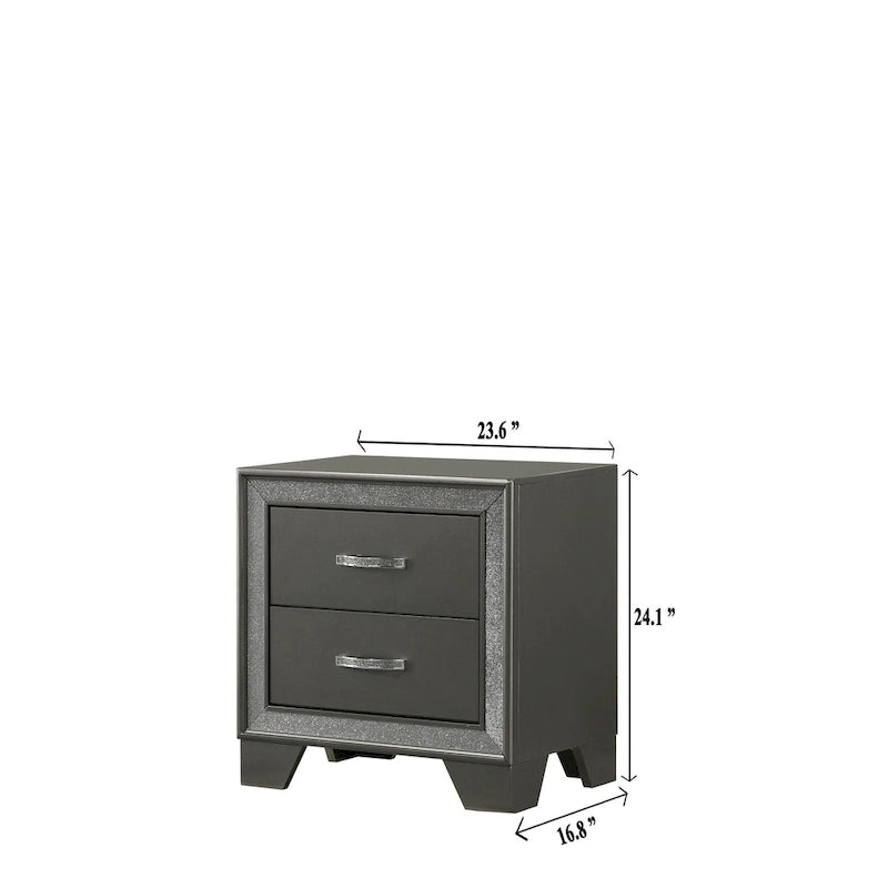 Hoyt 5 Piece Dark Gray Faux Leather Upholstered Tufted Panel Bedroom Set