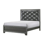 Hoyt 5 Piece Dark Gray Faux Leather Upholstered Tufted Panel Bedroom Set