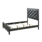 Hoyt 5 Piece Dark Gray Faux Leather Upholstered Tufted Panel Bedroom Set
