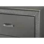 Hoyt 5 Piece Dark Gray Faux Leather Upholstered Tufted Panel Bedroom Set
