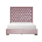 Newell Pink Velvet Upholstered Tufted Panel Bed