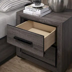Rothwell Contemporary Grey Wood Wood 2-Piece Panel Bedroom Set with Shelves by Strick & Bolton