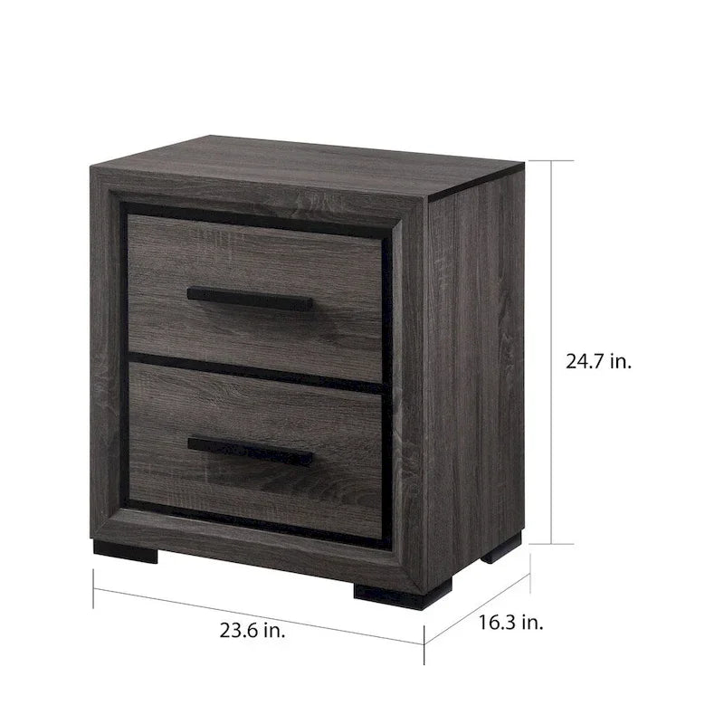 Rothwell Contemporary Grey Wood Wood 2-Piece Panel Bedroom Set with Shelves by Strick & Bolton