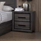 Rothwell Contemporary Grey Wood Wood 2-Piece Panel Bedroom Set with Shelves by Strick & Bolton