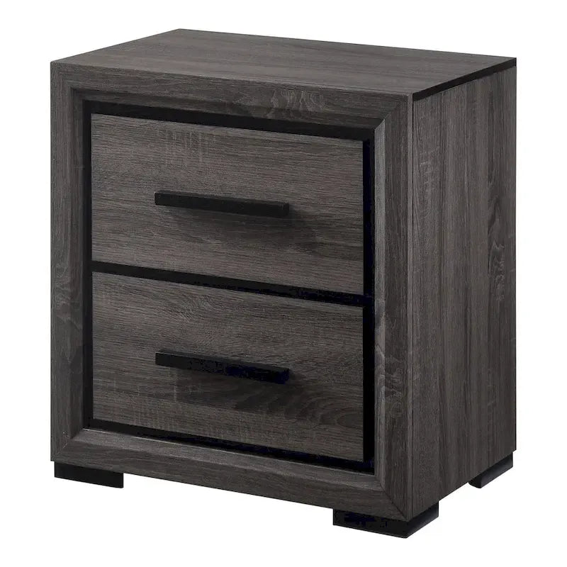 Rothwell Contemporary Grey Wood Wood 2-Piece Panel Bedroom Set with Shelves by Strick & Bolton