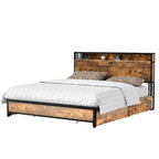 Cadre de lit king-size Moasis marron vintage
