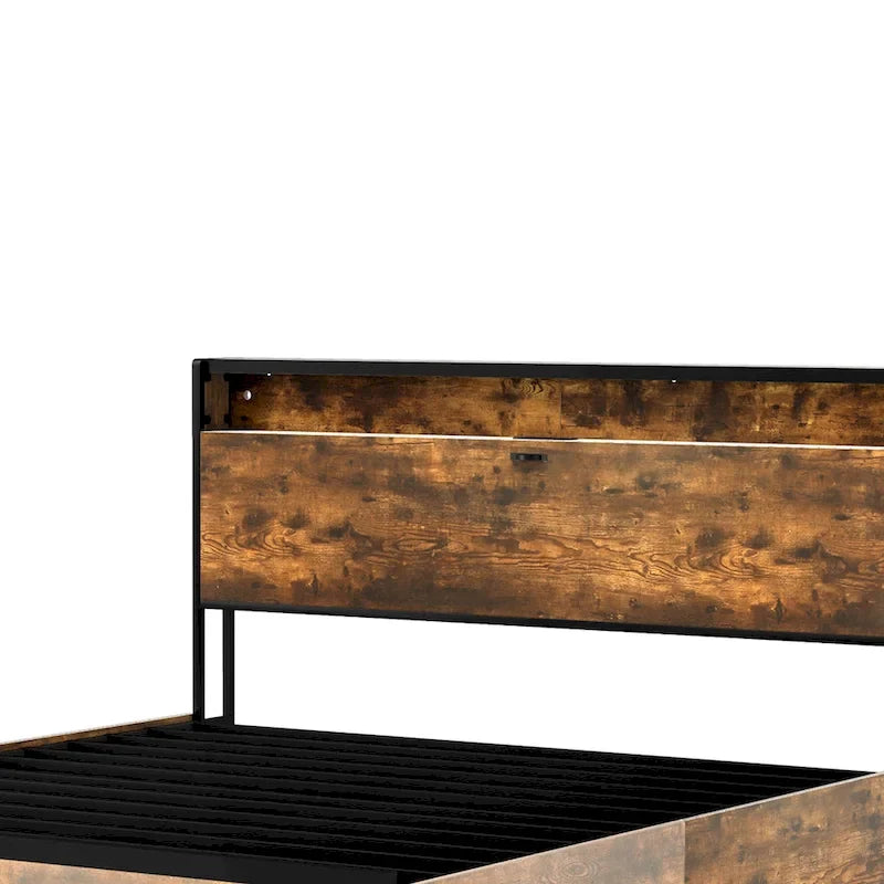 Cadre de lit king-size Moasis marron vintage