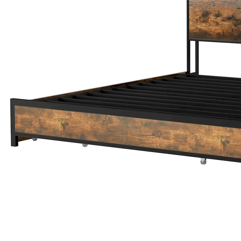 Cadre de lit king-size Moasis marron vintage