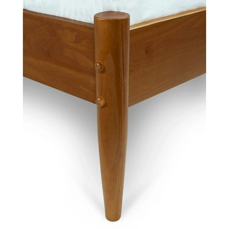 Mid Century Solid Wood Platform Bed Queen Size