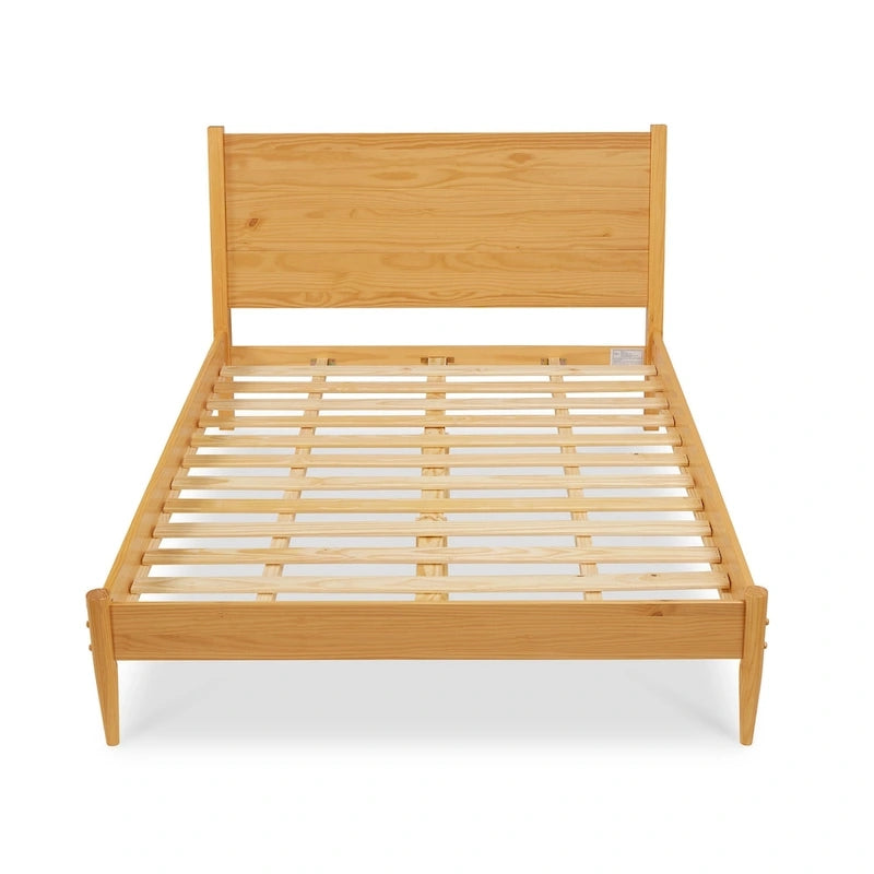 Mid Century Solid Wood Platform Bed Queen Size
