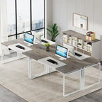 63 L-Shaped Executive Desk with Reversible File Cabinet Office Desk with Storage Drawers