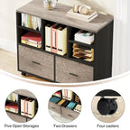 63 L-Shaped Executive Desk with Reversible File Cabinet Office Desk with Storage Drawers